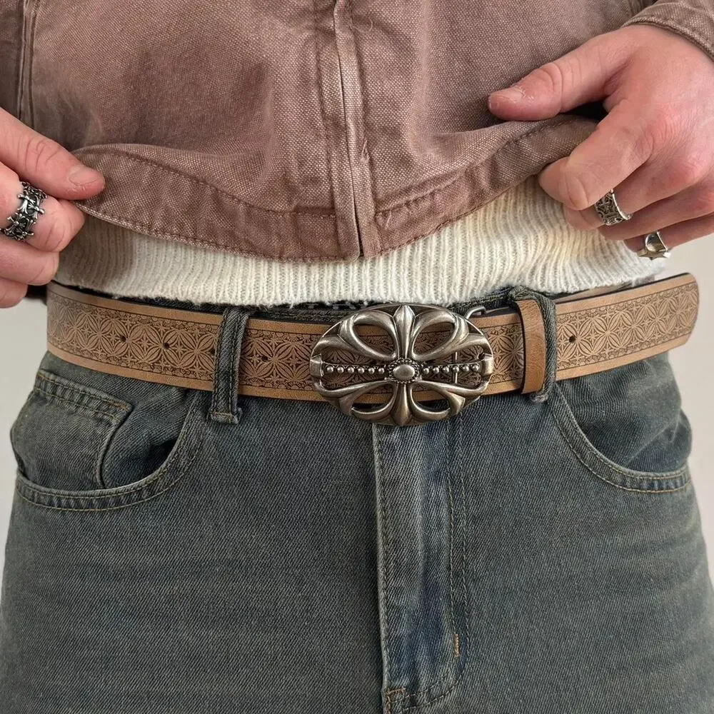 Western cowboy brown silver chrome